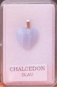 Herz-Anhänger Chalcedon blau mit Stiftöse aus Silber