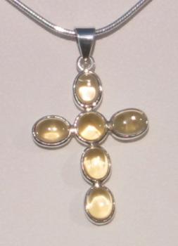 Kreuz-Anhänger - Steinsorte Citrin (gebrannt), ca. 4 x 3 cm