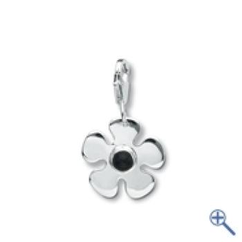 Charm "Blume mit Onyx"