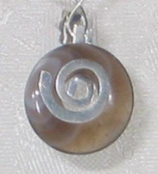 Donut Ohrstecker - Steinsorte Achat grau an 925er Silber-Spirale, 1 Paar