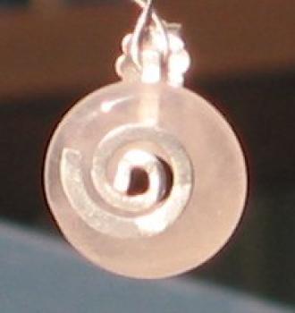 Donut Ohrstecker - Steinsorte Rosenquarz an 925er Silber-Spirale, 1 Paar