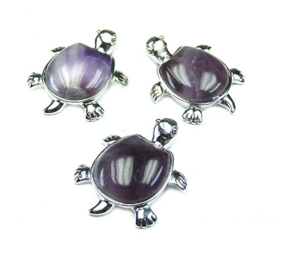 Schildkröte Anhänger - Steinsorte Amethyst