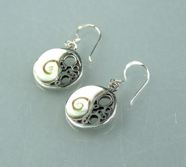 Operculum Ohrhänger Yin & Yang in 925 Silber